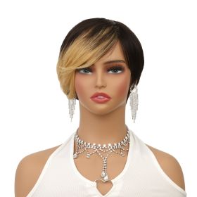 Brazil Remy Hair Non-toxic Short Wig- Straight, Lace-free Hat With Roses, 8 Inch, Suitable For The Whole Scene. (option: 1B27-8inch)