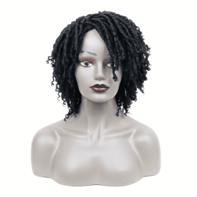 Short Hair Braided Non-toxic Wig African Curly Wig Synthetic Wig African Hair Braided Hook Braided Wig Dirty Braid Headgear (option: 1B-12inch)