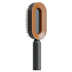 Self Cleaning Hair Brush For Women One-key Cleaning Hair Loss Airbag Massage Scalp Comb Anti-Static Hairbrush (option: Black gold)