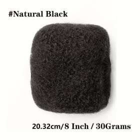 Non-toxic Wig With Curly Hair, Human Hair, Suitable For Braids, Twists And Braids Of Men And Women, And Can Be Bleached And Dyed After Extension (option: 1B-8inch)